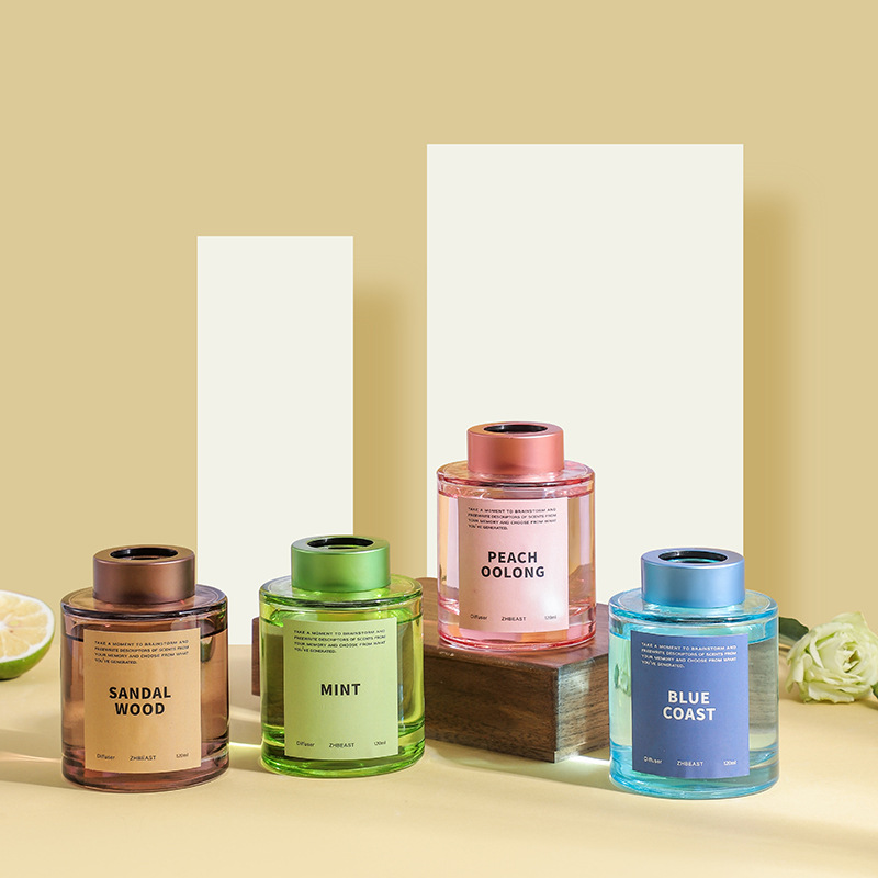 Home Bathroom Freshener - 120 ミリリットルリードディフューザーセット天然エッセンシャルオイル長期持続消臭剤芳香剤ホテルホームバスルームフレグランス装飾