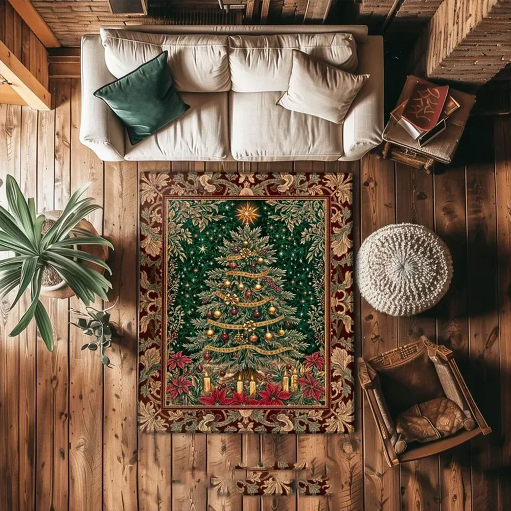 Home Bathroom Scene - クリスマスサンタのそりの敷物、お祭りの休日のトナカイのカーペット、月明かりの冬の村の風景の季節限定プリントのリビングルームの敷物
