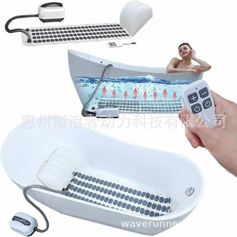 Bathtub Pillow Inflatable - ポータブル浴槽バブルバスマシン：滑り止めマット、エアポンプ、インフレータブル枕、ワイヤレスリモコン付き