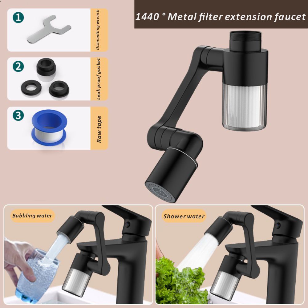 Home Bathroom Taps - 新しいブラック 1440 ° フィルター付き回転可能 2 モード金属浴室の蛇口防沫エアレーターキッチンノズル節水エクステンダー
