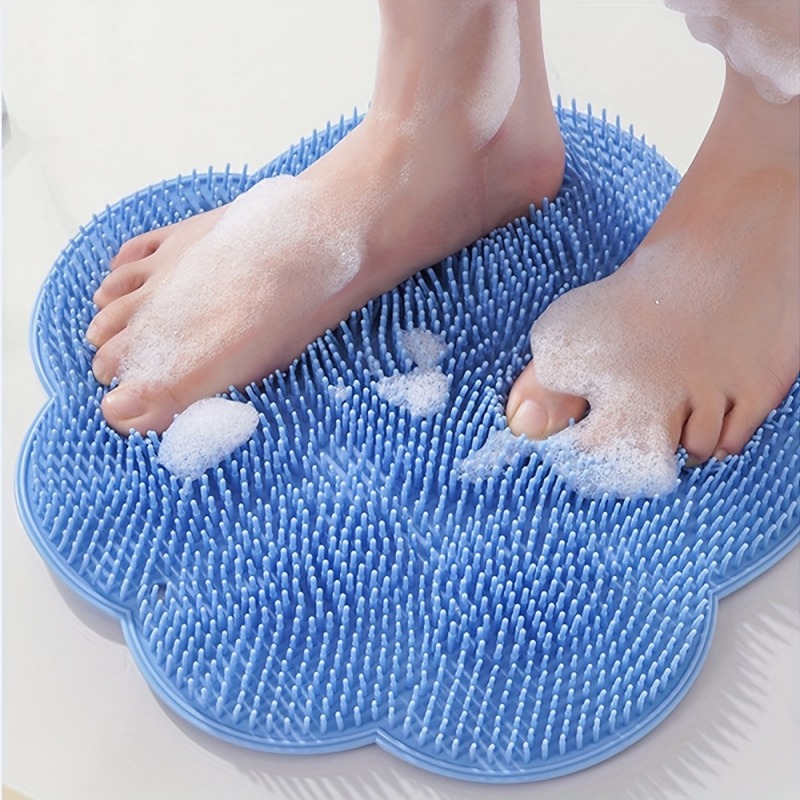Home Bathroom Cleaning Machine - 1パックシリコンシャワーフットスクラバーマット、多機能背中＆足マッサージパッド滑り止め浴室シャワーアクセサリー