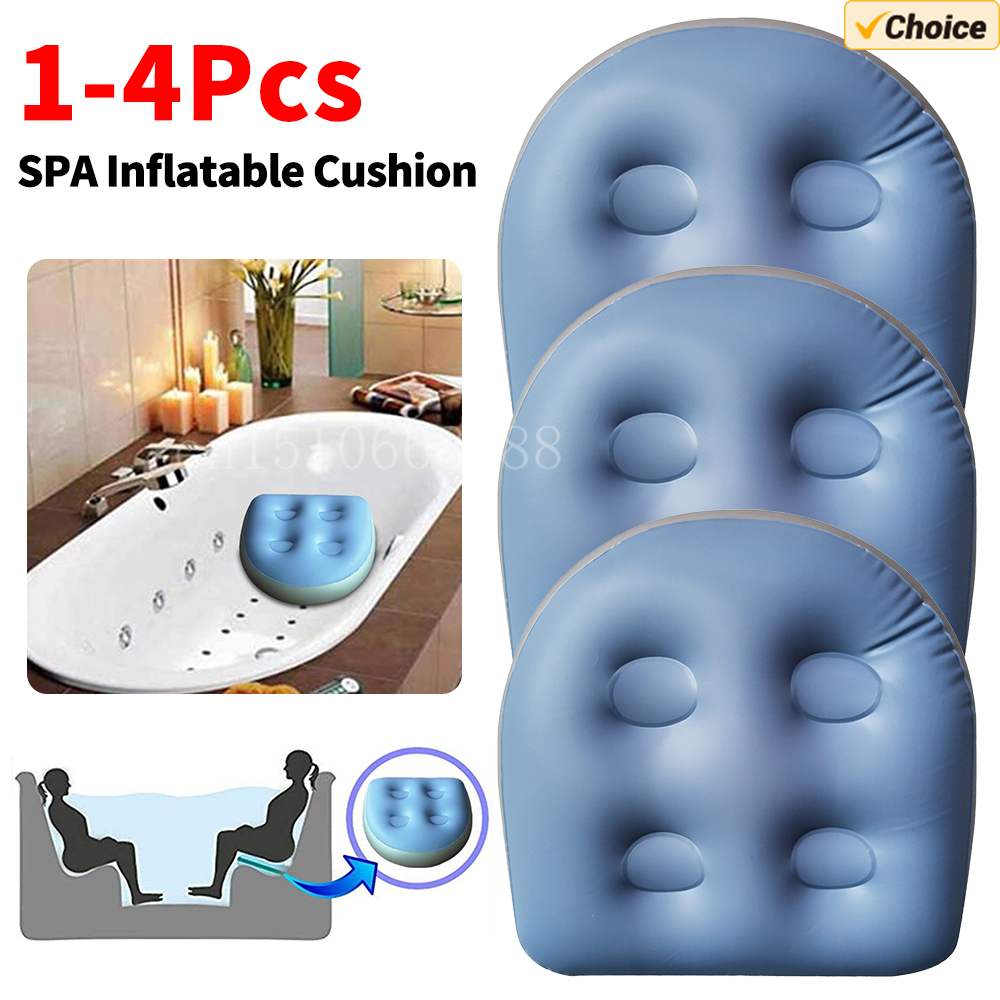 Bathtub Pillow Inflatable - 1-4 個スパインフレータブルクッション浴槽抗痔インフレータブルシートバスパッドブルー両用インフレータブルシートパッド枕