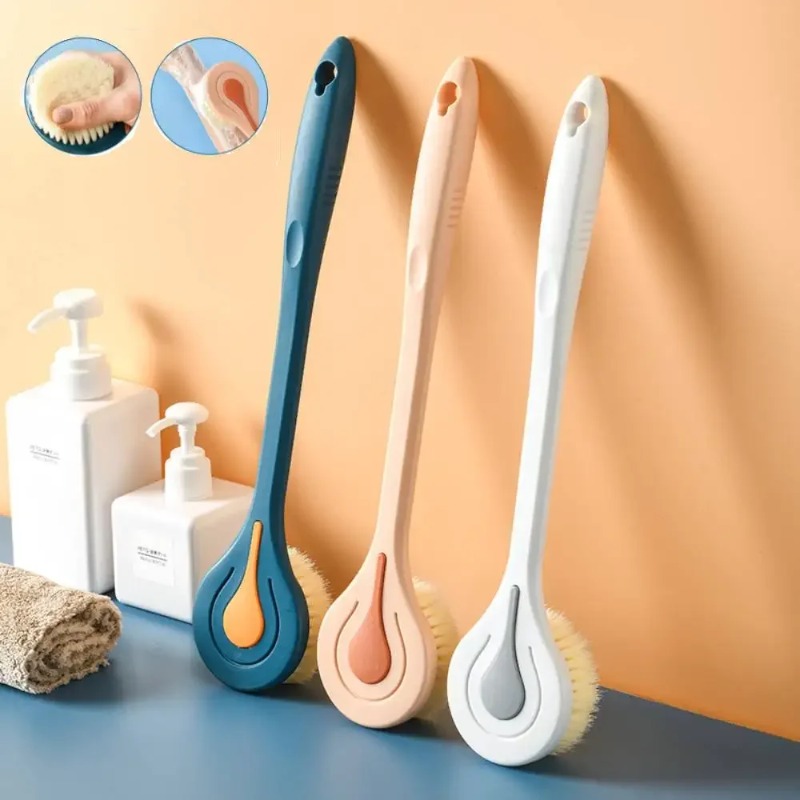 Home Bathroom Cleaning Machine - 1PC ロングハンドルソフトヘアバスブラシ - バックボールスクラバーマッドマッサージシャワーボディブラシ（浴室用）