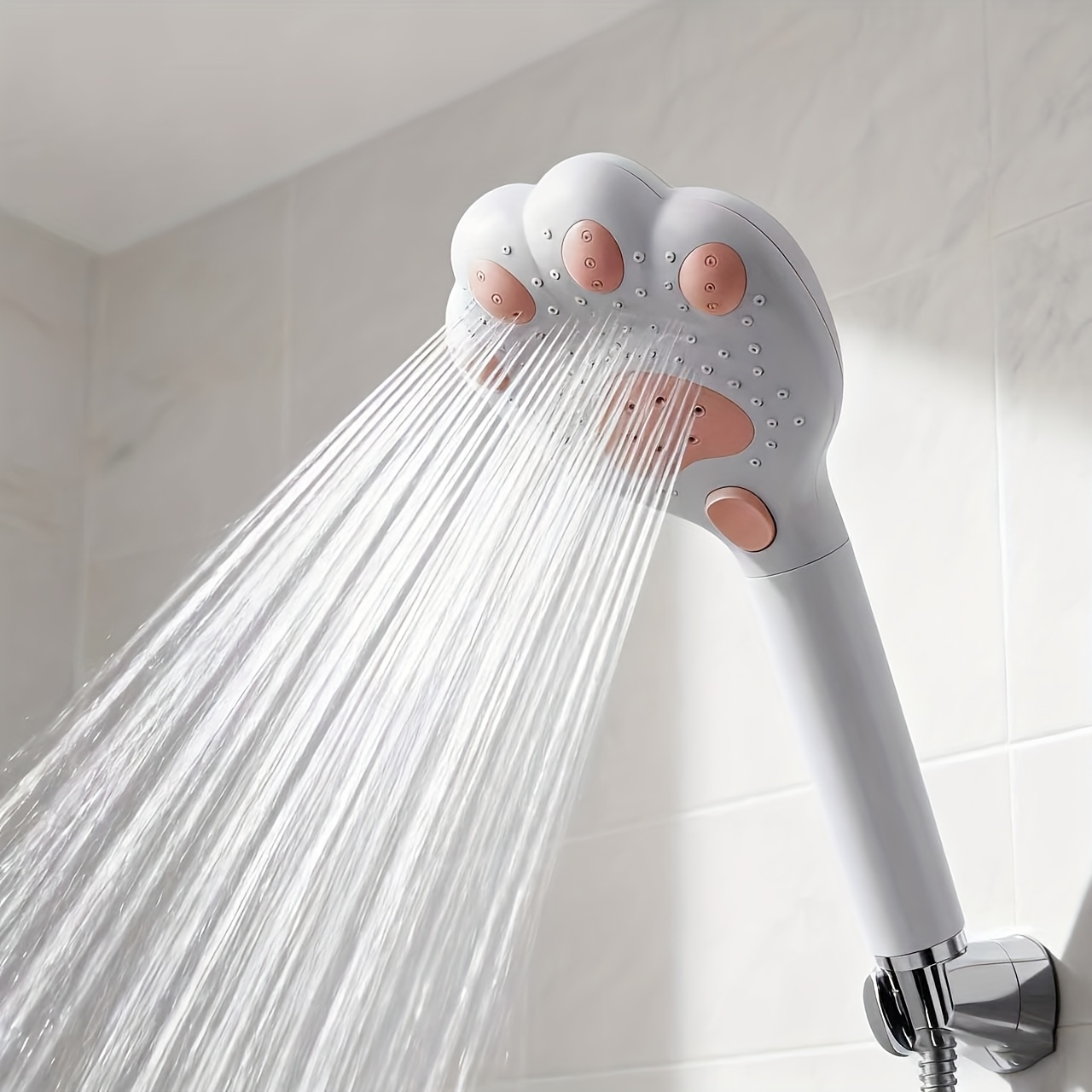 Home Bathroom Taps - 高圧フィルターシャワーヘッドかわいい猫の足 3 モード調整可能なスプレー雨水節約蛇口シャワーヘッド浴室付属品
