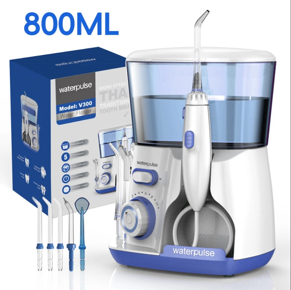 Home Bathroom Cleaning Machine - Waterpulse V300 800 ミリリットル電気ウォーターフロッサー高圧口腔洗浄器歯のクリーニングブレースガムケア 5 ノズルポータブル