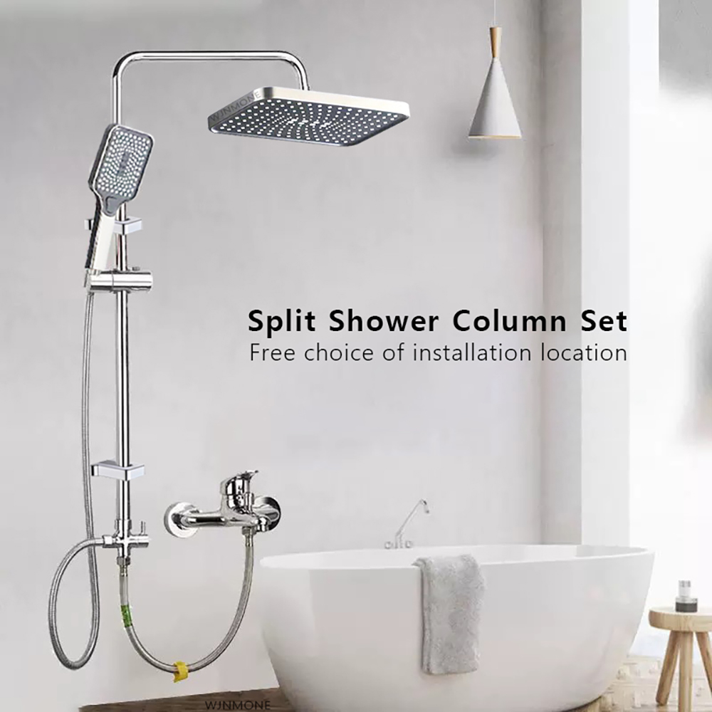Home Bathroom Taps - スプリットシャワーコラムセット浴室の蛇口シングルコールドミキサー水栓システム浴槽タップ降雨シャワーヘッドアクセサリーアダプター