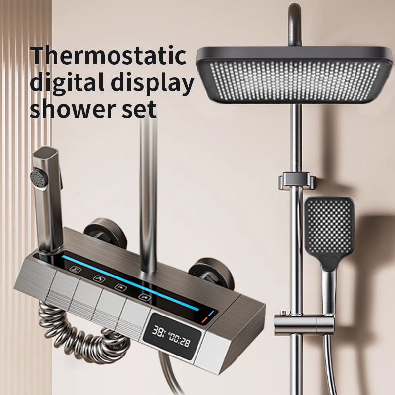 家庭用バスルーム用恒温デジタルピアノシャワーヘッドセット、グ - Home Bathroom のレビューと価格