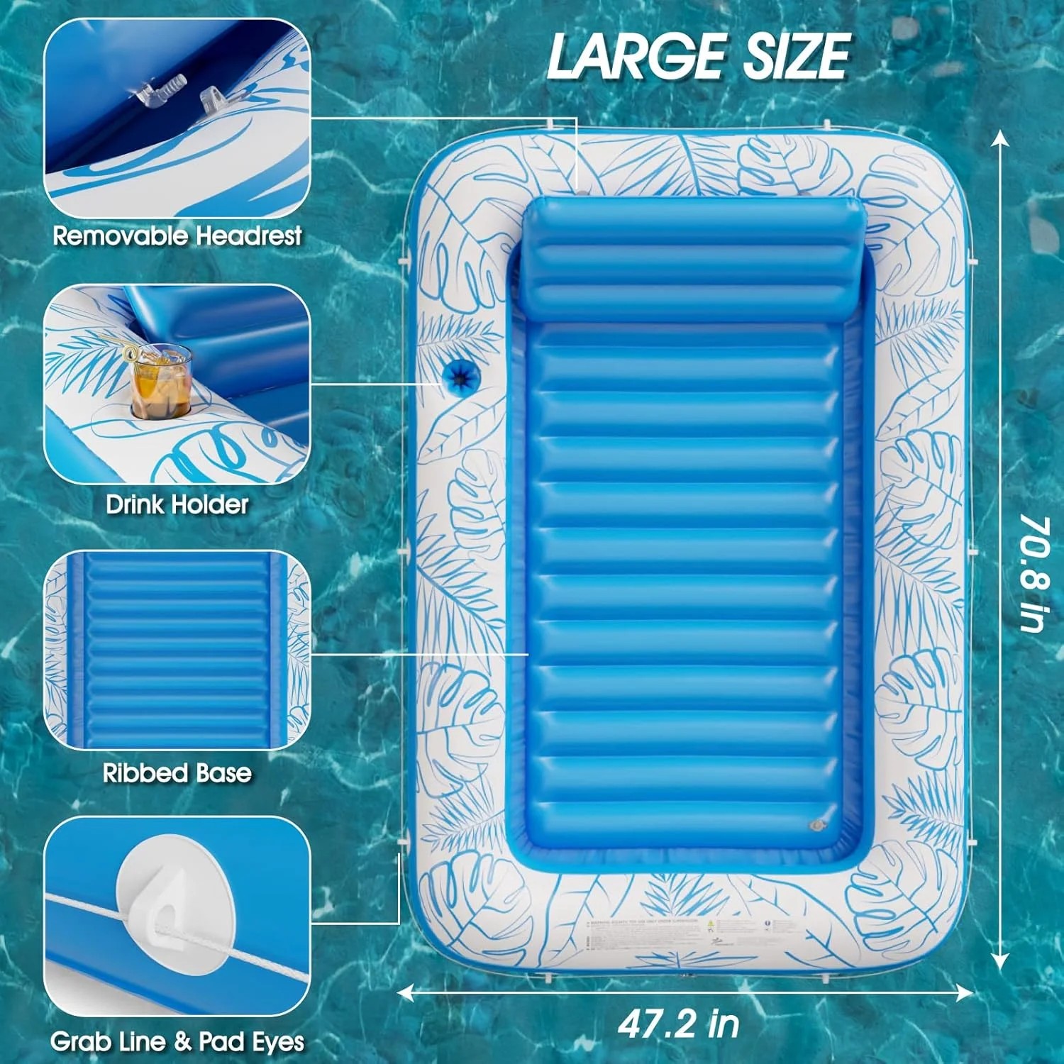 特大サイズの空気注入式スイミングプールフロート、取り外し可能 - Bathtub Pillow Inflatable のレビューと価格