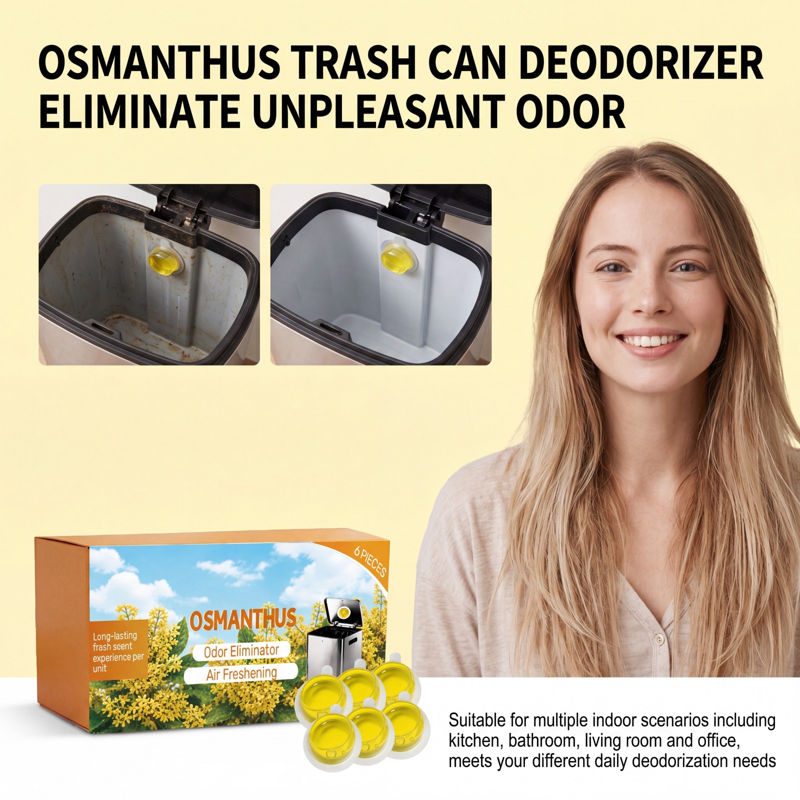 6x キンモクセイゴミ箱消臭剤不快な臭いを除去し、長持ちする - Home Bathroom Freshener のレビューと価格