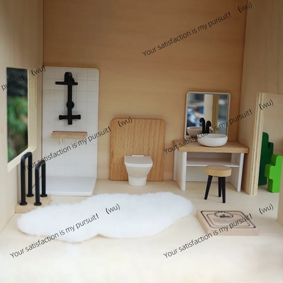 バスルームシーンモデル、模擬ミニハウス、木製家具撮影小道具 - Home Bathroom Scene のレビューと価格