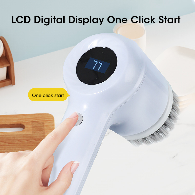 5つの交換可能なブラシヘッドを備えたコードレス電動ロータリー - Home Bathroom Cleaning Machine のレビューと価格