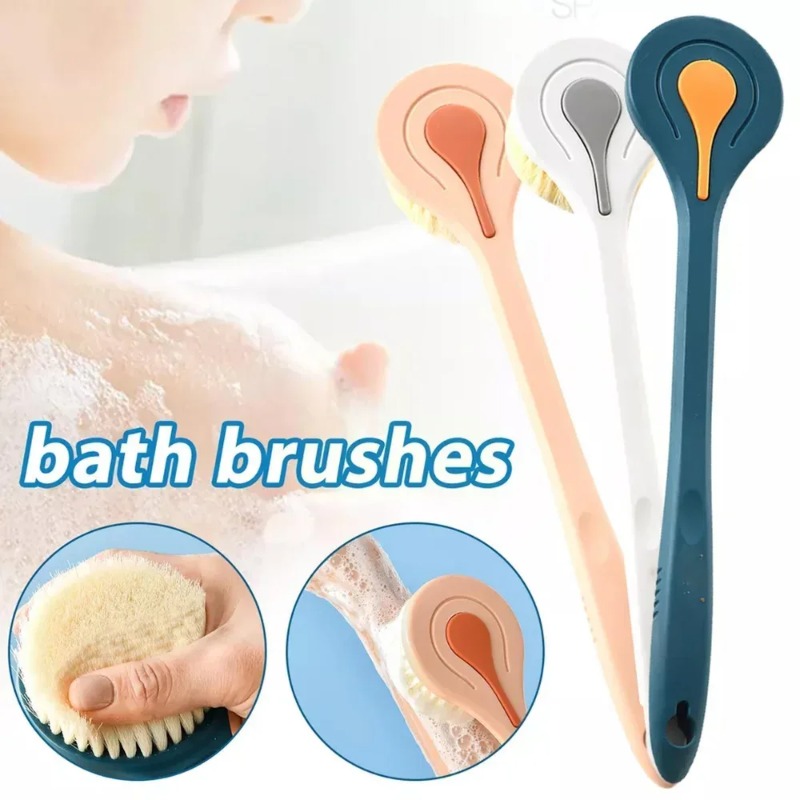 1PC ロングハンドルソフトヘアバスブラシ - バックボール - Home Bathroom Cleaning Machine のレビューと価格