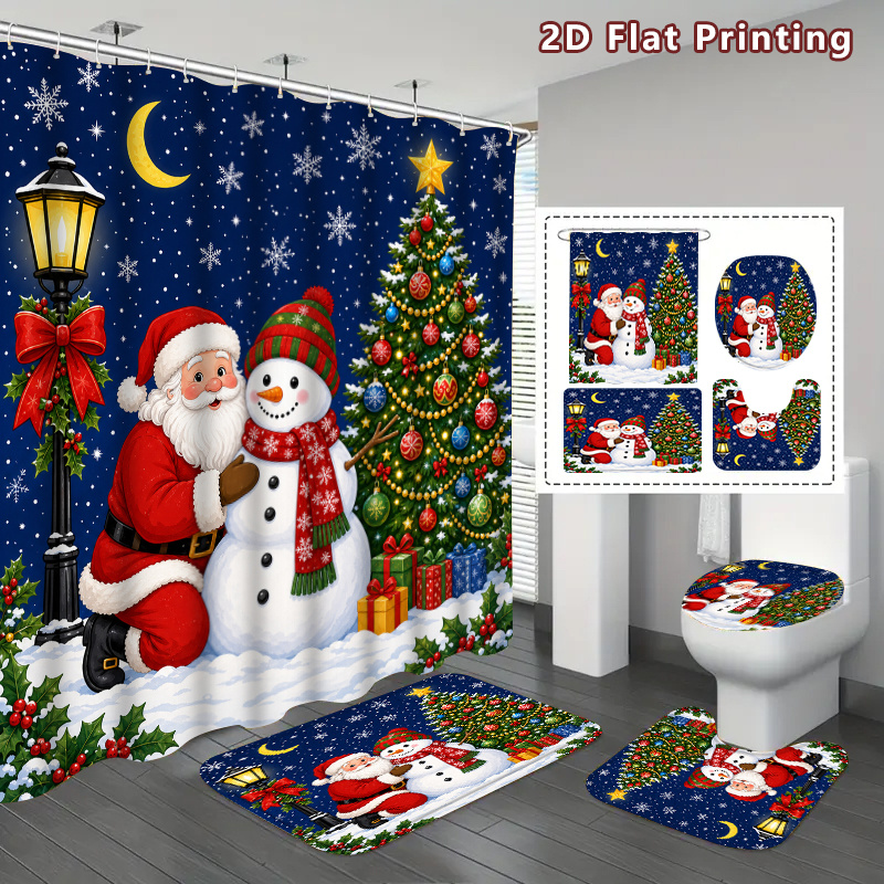 2Dフラット、2Dフラット4ピースクリスマスサンタと雪だるま - Home Bathroom Scene のレビューと価格