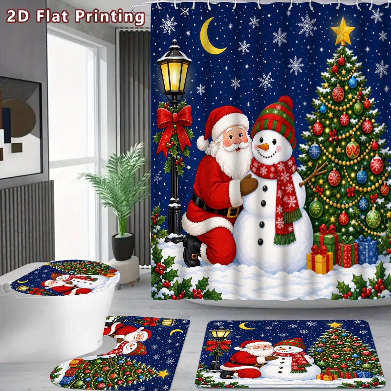 2Dフラット、2Dフラット4ピースクリスマスサンタと雪だるま - Home Bathroom Scene のレビューと価格