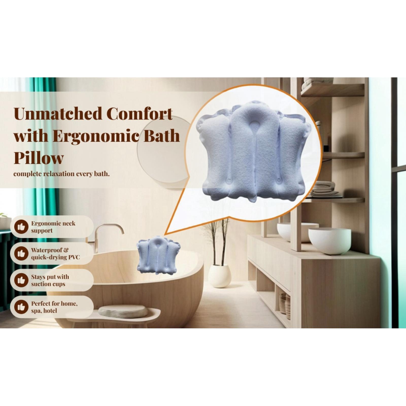 吸盤付きインフレータブルバスピロー、浴槽用ソフトクッション、 - Bathtub Pillow Inflatable のレビューと価格