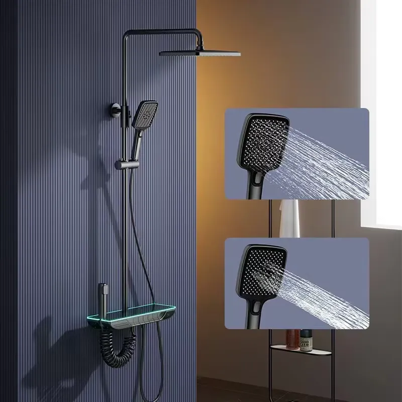 スマートデジタルサーモスタットシャワーセット真鍮ピアノキーバ - Home Bathroom のレビューと価格